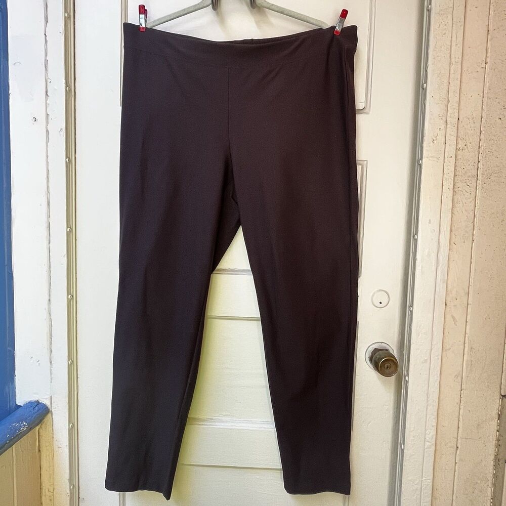 Eileen Fisher pants XL brown viscose comfort layering basic pull on NWT w/spots